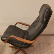 Swivel armchair with footrest, Berg Forniture, Denmark, 1970s