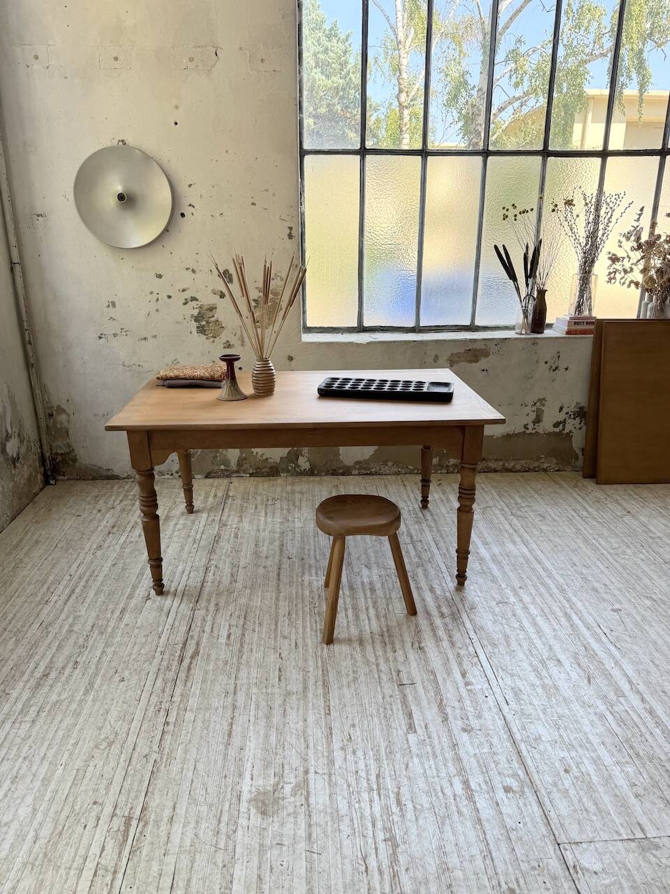 Table de ferme noyer à rallonges 150-250cm