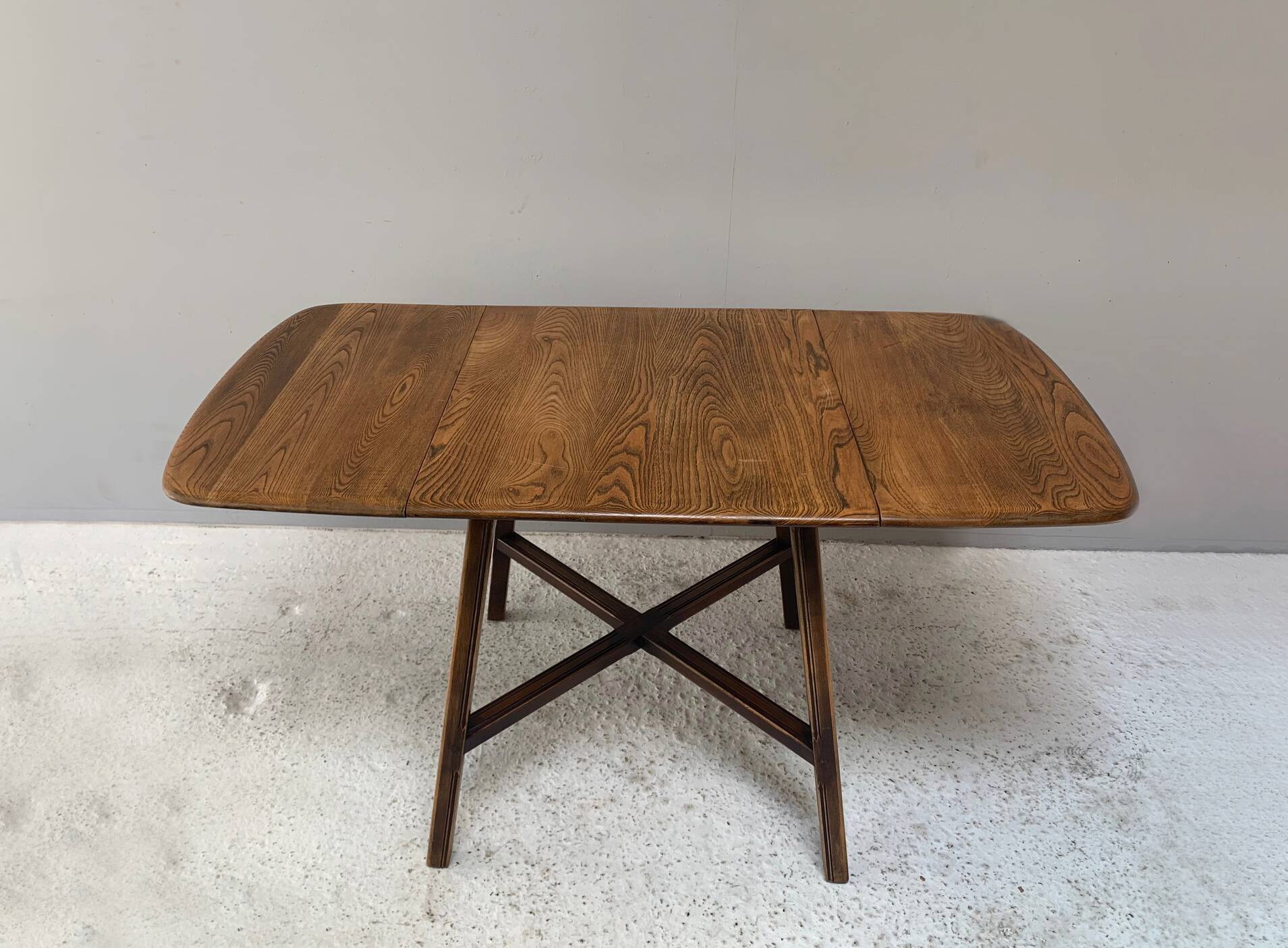 Ercol Old Colonial 377 Drop Leaf Dining Table Solid Elm Blue Label 1950s