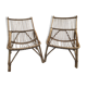 Pair old armchair in rattan curve base years 60 vintage x 2