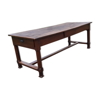 Campagnard farm table 19th in cherne 2 drawers