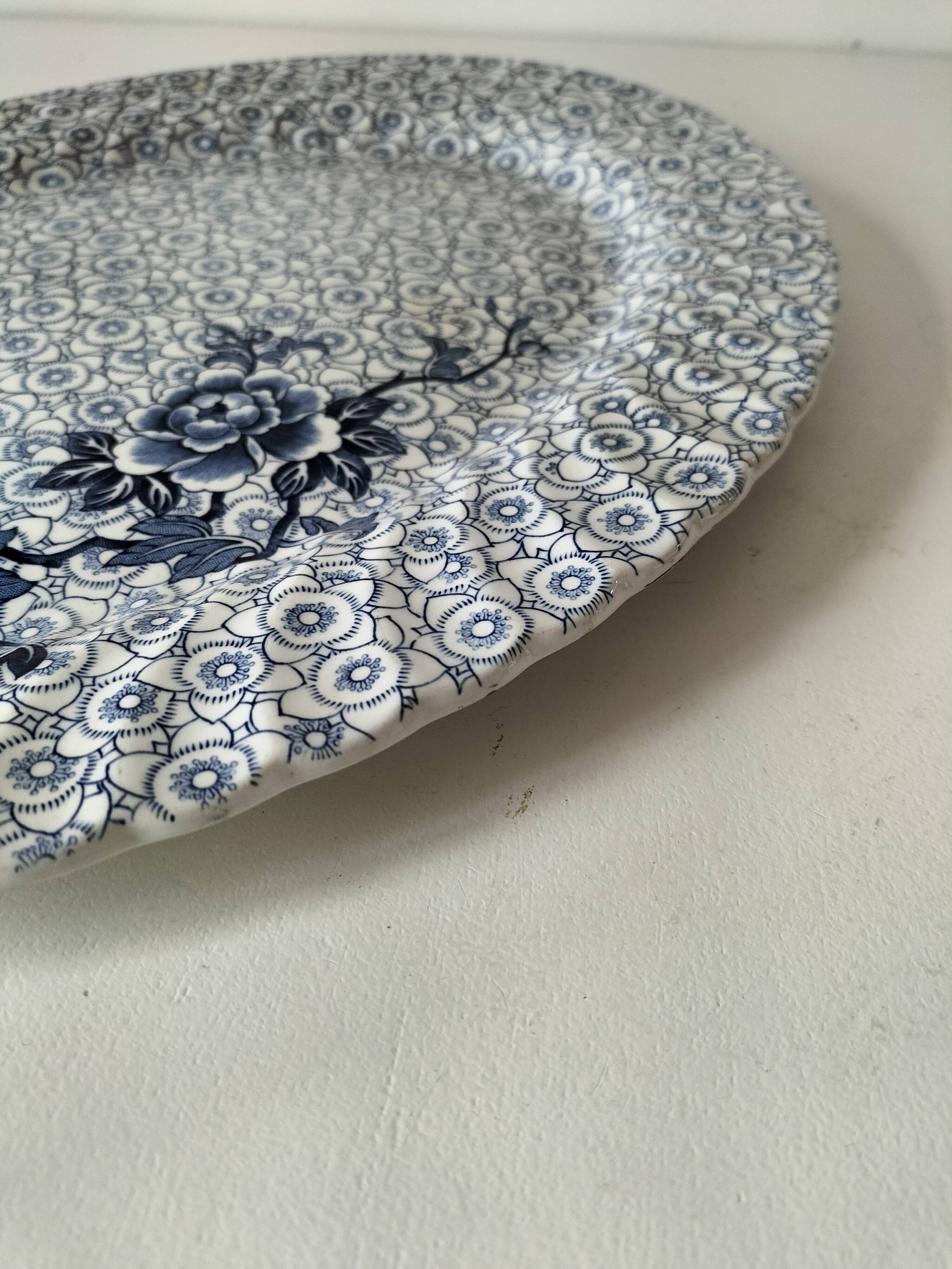 Antique oval plate Johnson Brothers "Lotus" blue, England