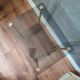 Smoked glass side table or pedestal table from the 70s