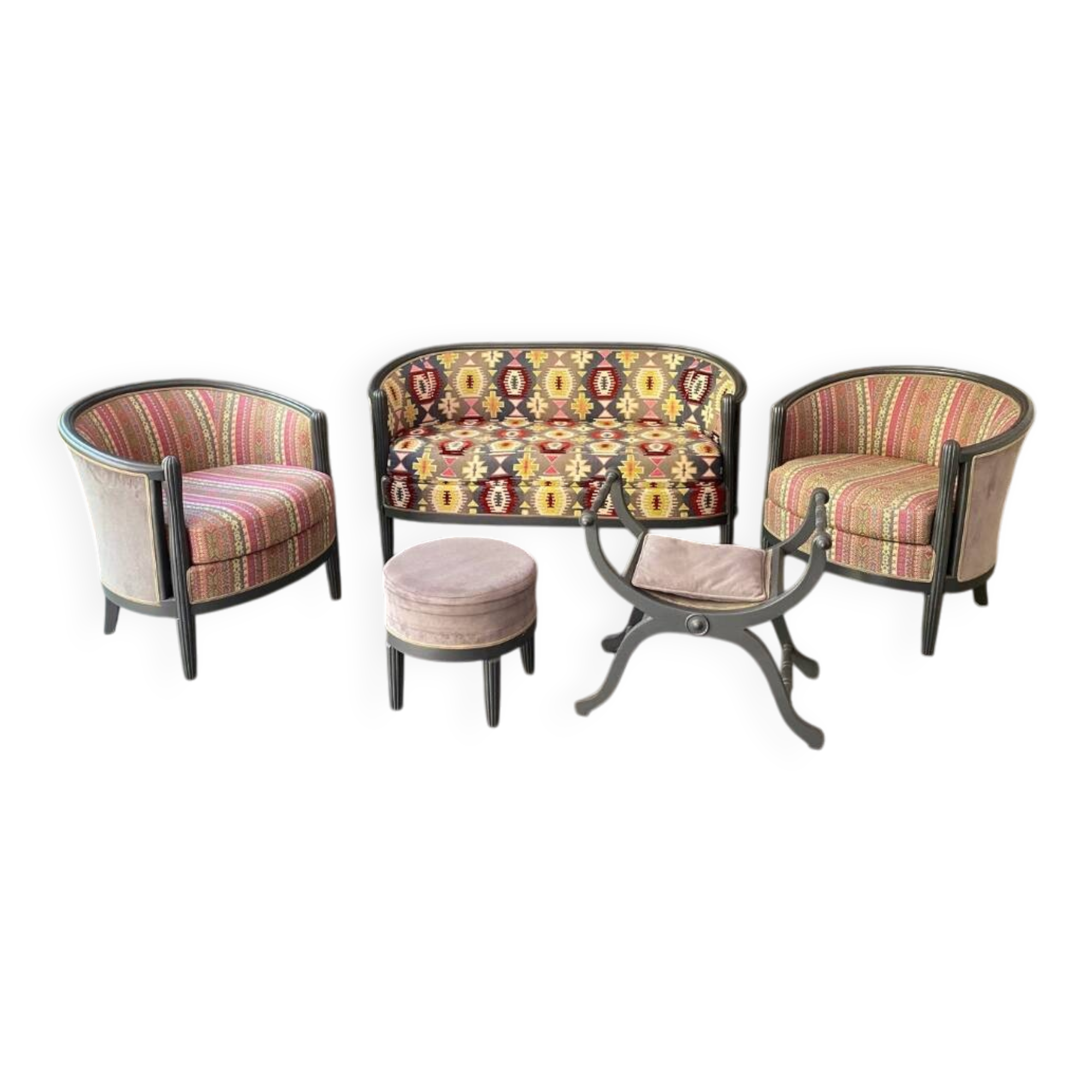 Ensemble canape et fauteuils anciens - restauration tissu Pierre Frey