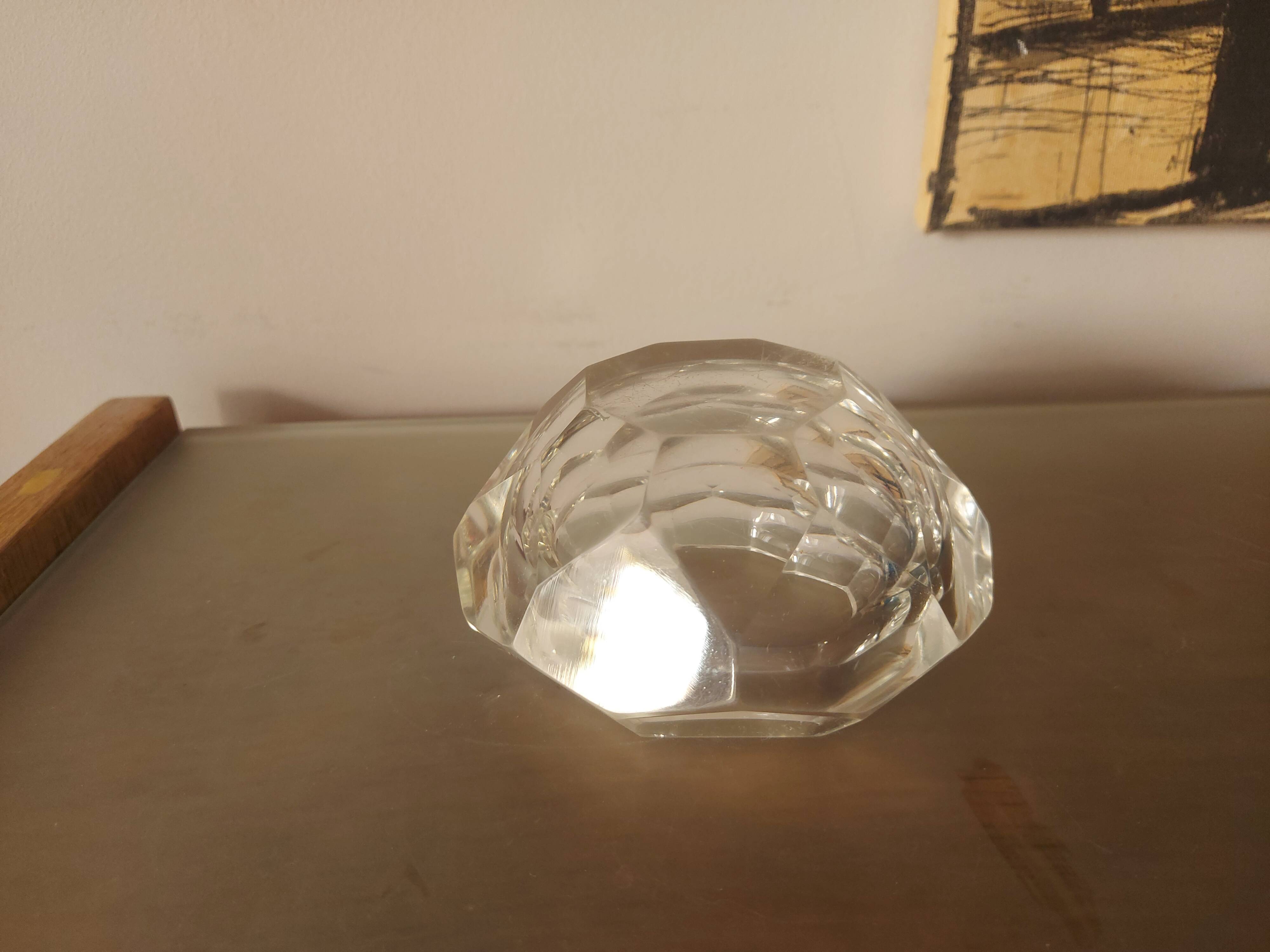 Vintage 70's faceted crystal ashtray