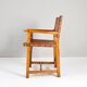 19th century oak and cognac leather brutalist castellana spanish armchair