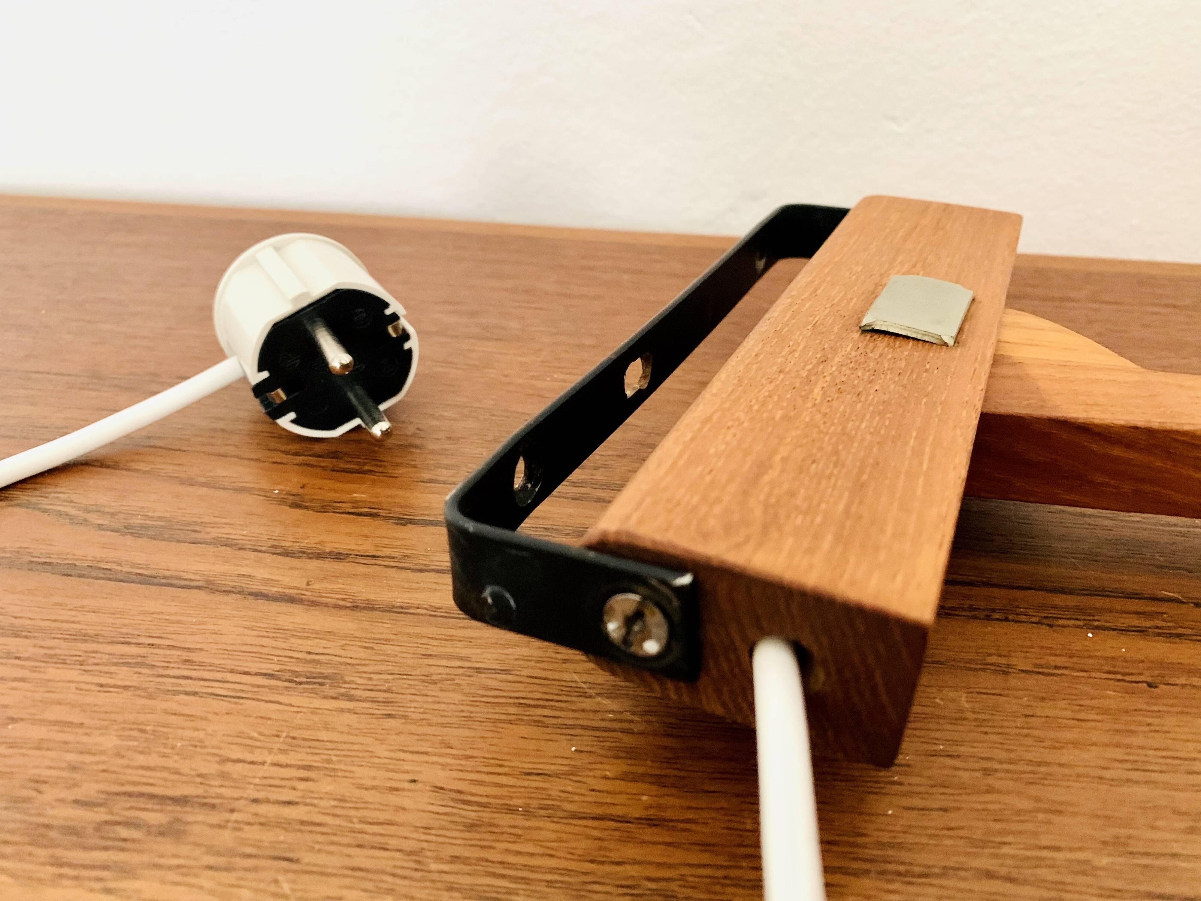 Danish Teak and Wicker Wall Lamp