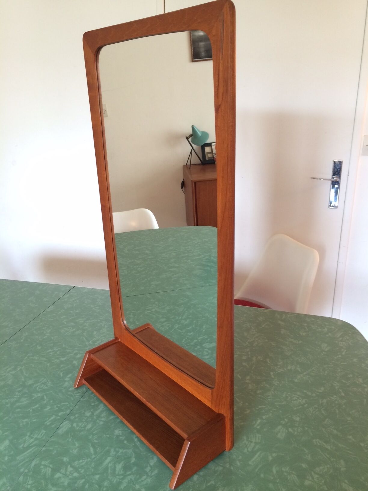 Scandinavian mirror with shelf  35x67cm