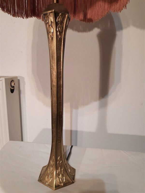 Bronze lamp 1930 crochet lampshade
