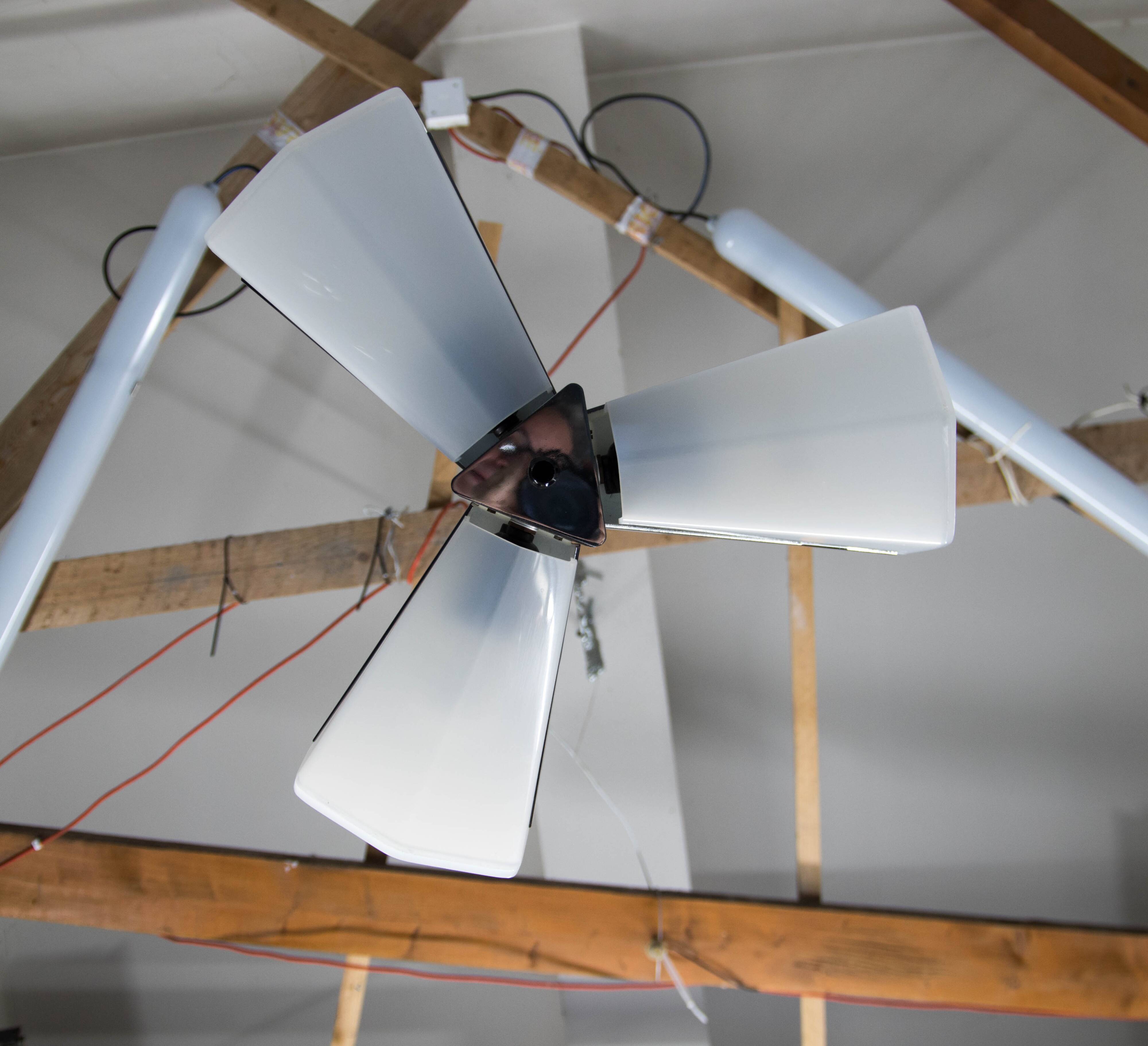 Mid-Century Plastic and Metal Chandelier by Lidokov, Czechoslovakia, 1970s