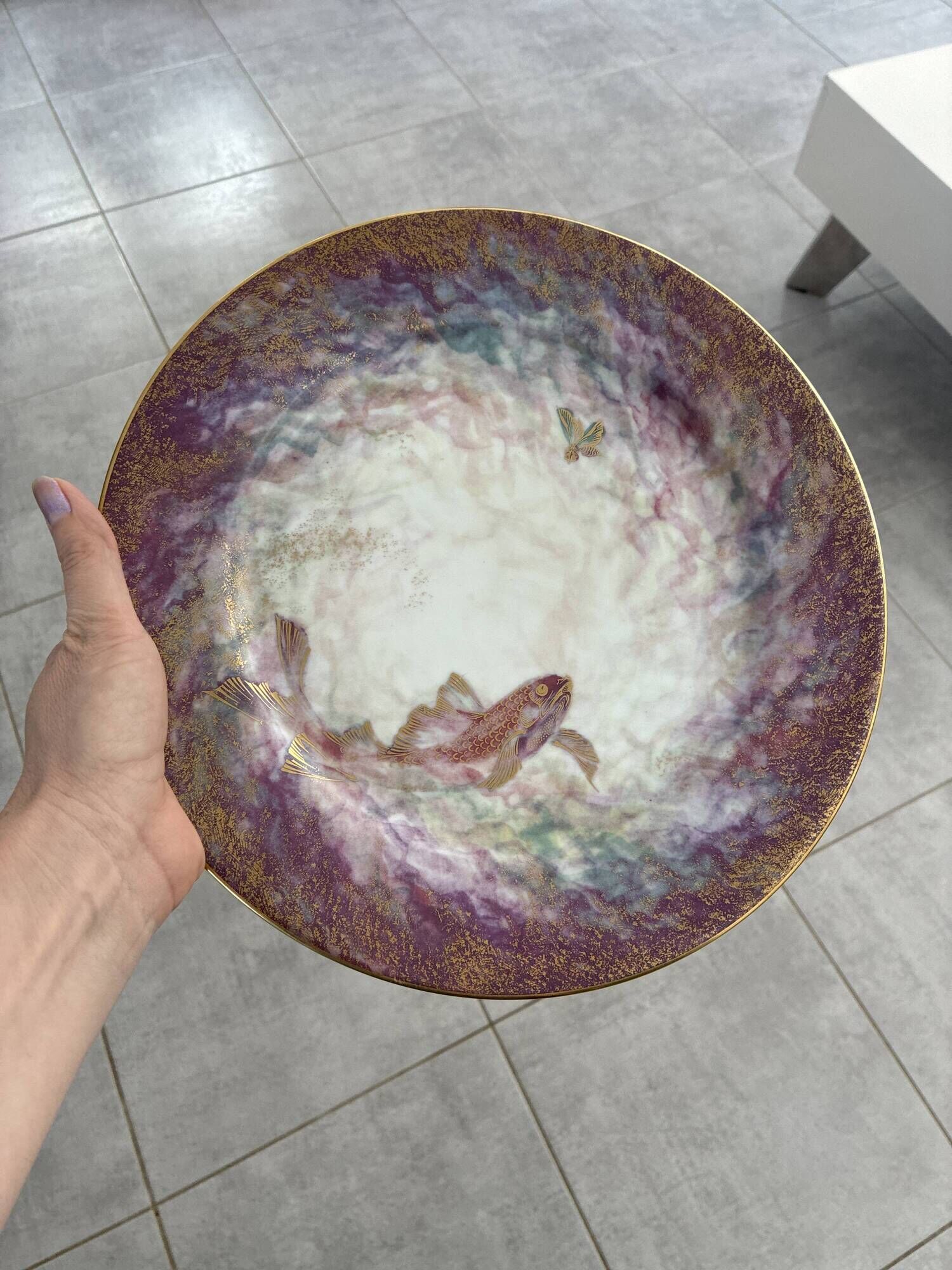 Daum porcelain dessert plates and matching dish