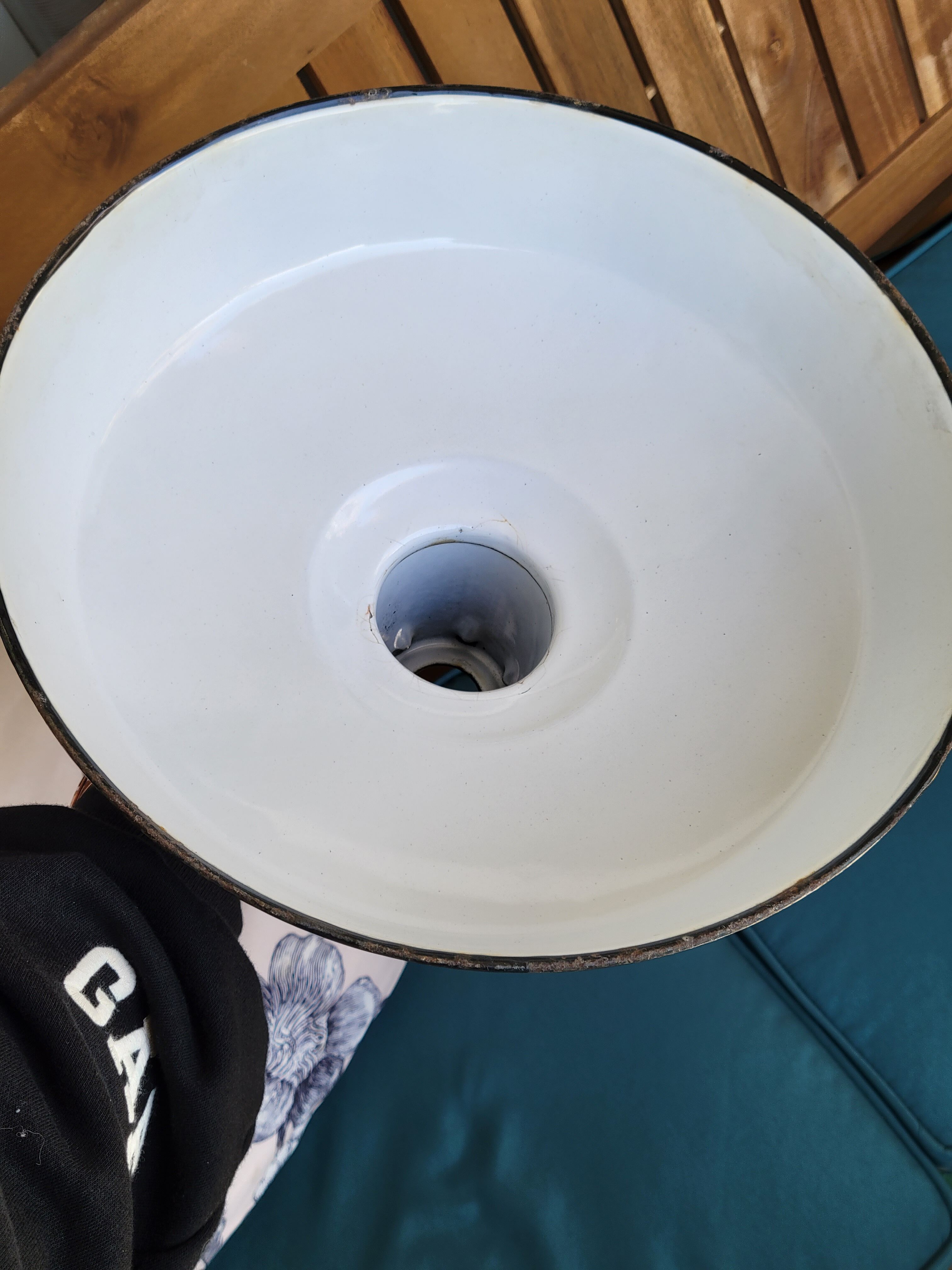 Pair of suspensions industrial lamp workshop lampshade in black enamelled metal