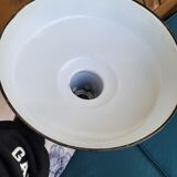 Pair of suspensions industrial lamp workshop lampshade in black enamelled metal