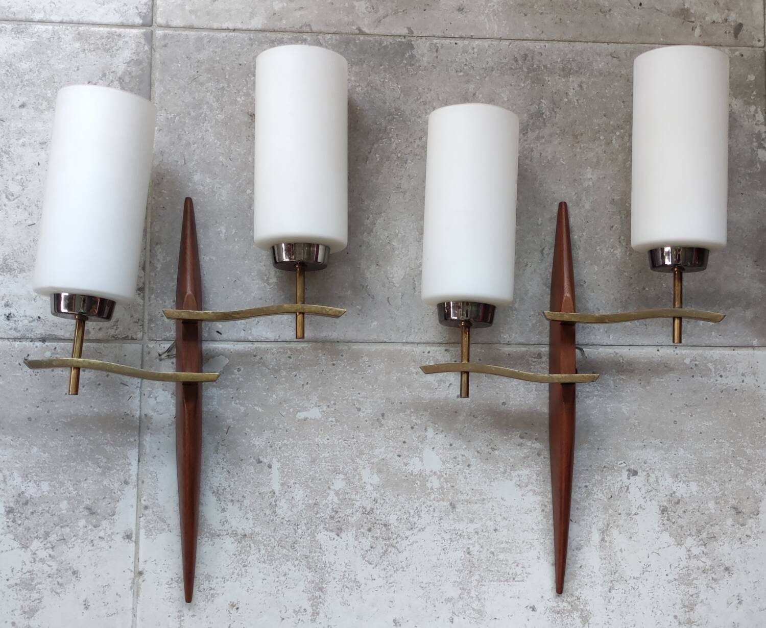 Large pair of modernist wall lights from LUNEL