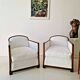 Pair of Large White Art Deco Armchairs 1950s Mid Century Modern Interior De