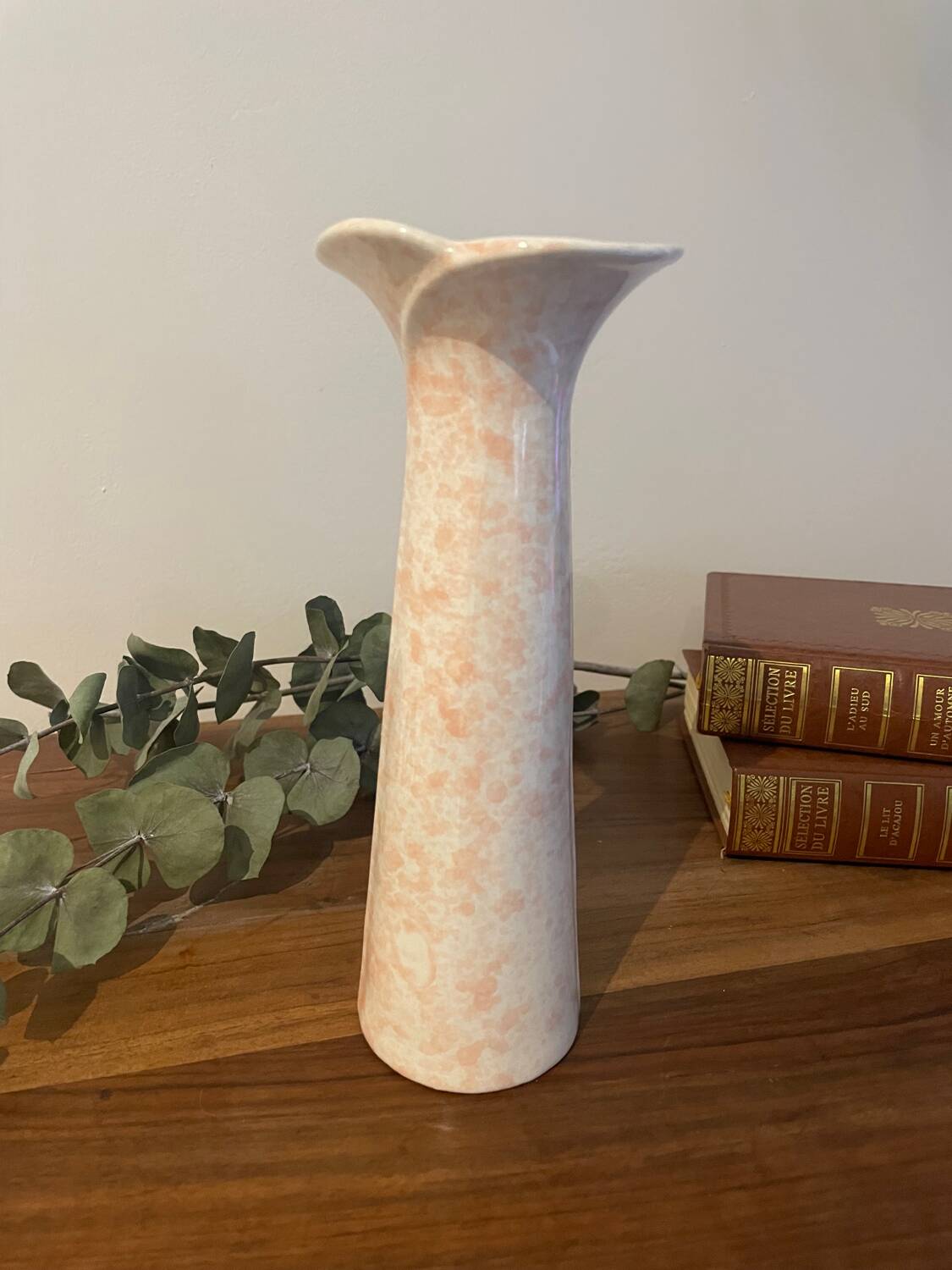 Vintage speckled pink vase
