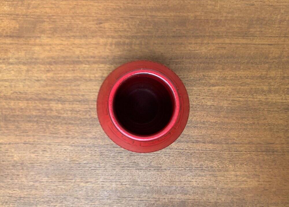 Red Italian ceramic vase from the mid-century by Bitossi, 1960s.