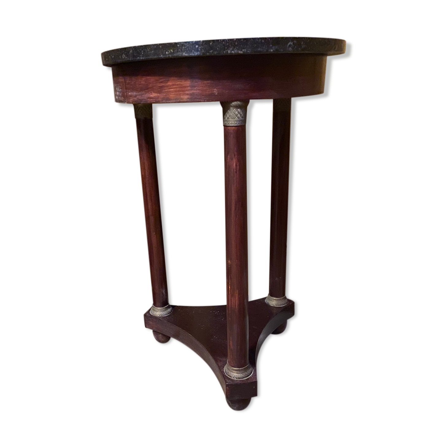 Empire accccajou pedestal table, marble top