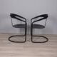 Paire de chaises "Canasta" en métal et cuir des années 1970 conçues par Arrben