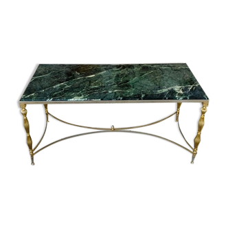Coffee table in green marble and brass circa 50/60