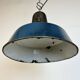 Industrial Blue Enamel Factory Lamp with Cast Iron Top, 1960s