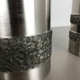 Set of 2 modernist vintage sculptural brutalist steel vases, Germany 1970s
