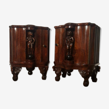 A pair of ceremonial bedsides
