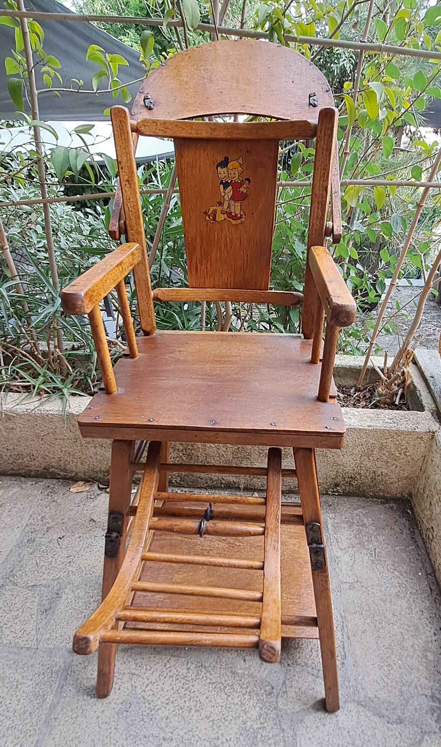 Vintage wooden baby high chair