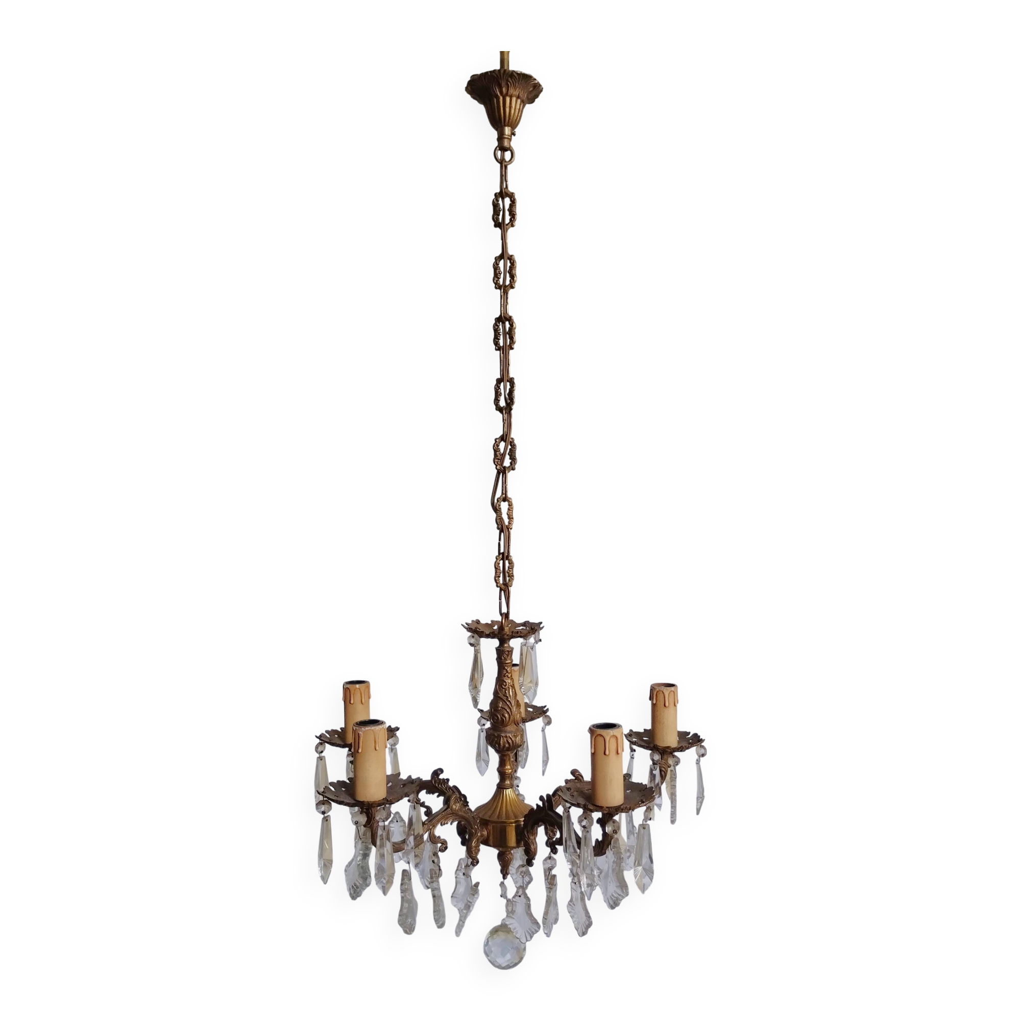 Bronze chandelier with crystal tassels