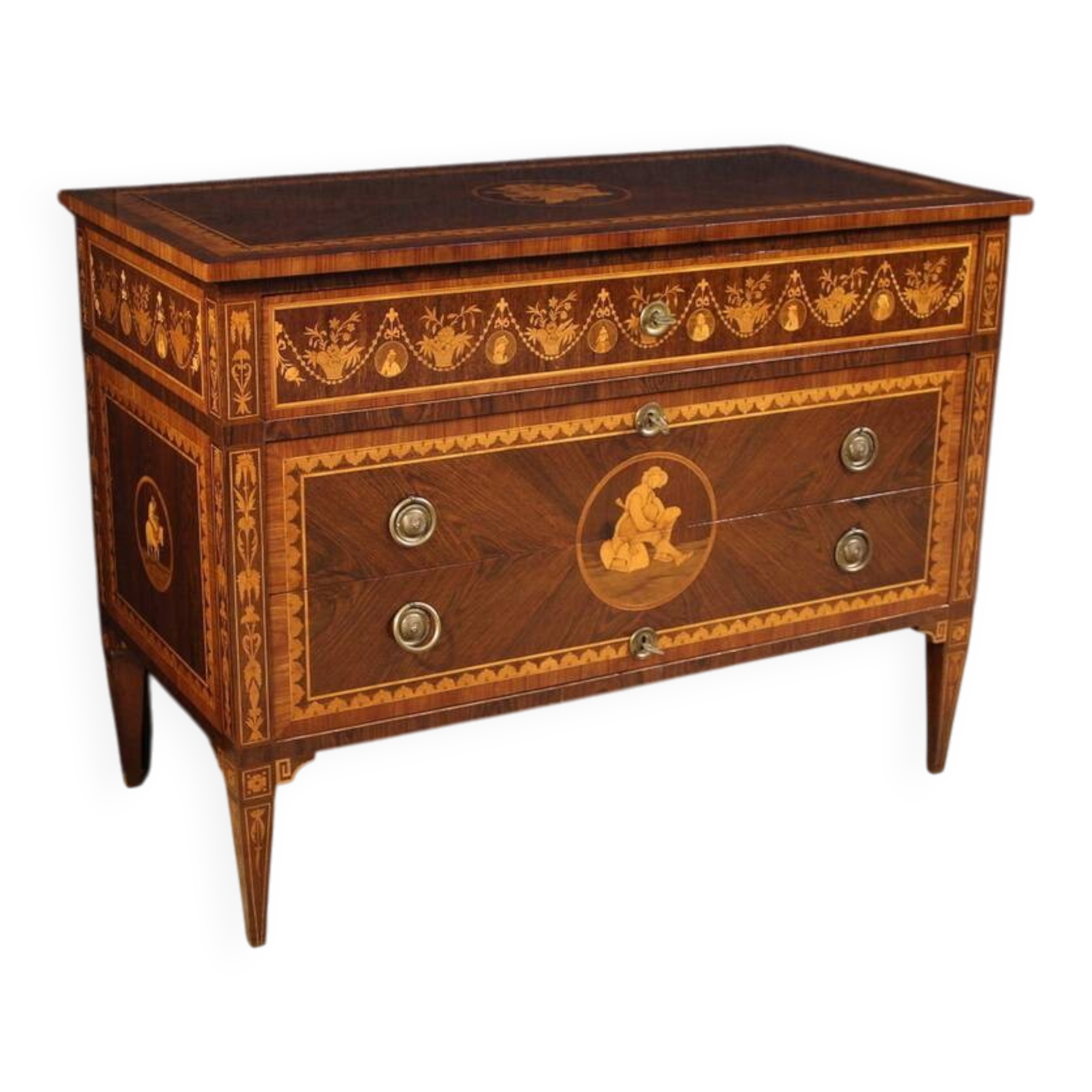 20th century Italian Louis XVI style inlaid dresser