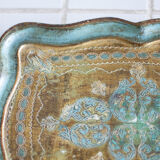 Wooden tray, tea set