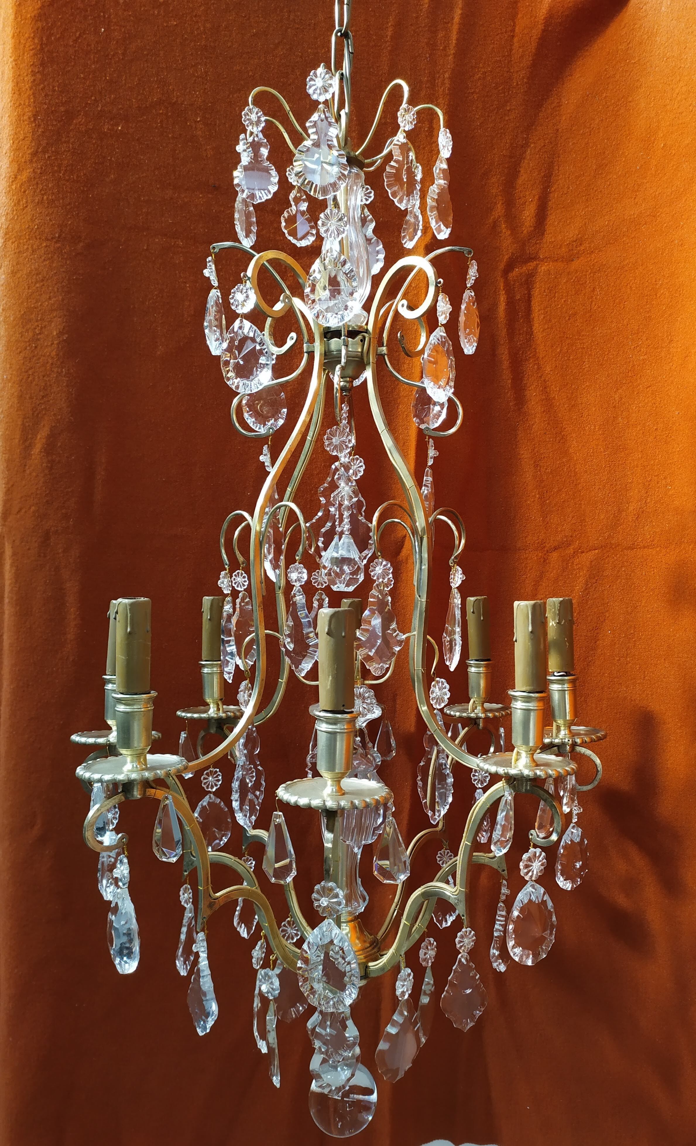 Chandelier crystal stamp cage, eight points of light