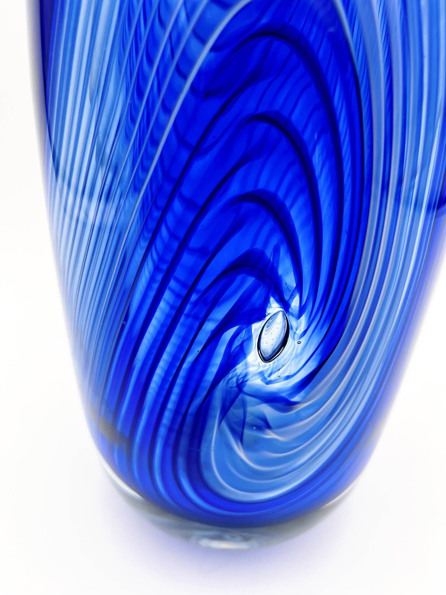 Large Vase R Pierini 1998 Blue White Glass Bubble 31cm 5kg Signed