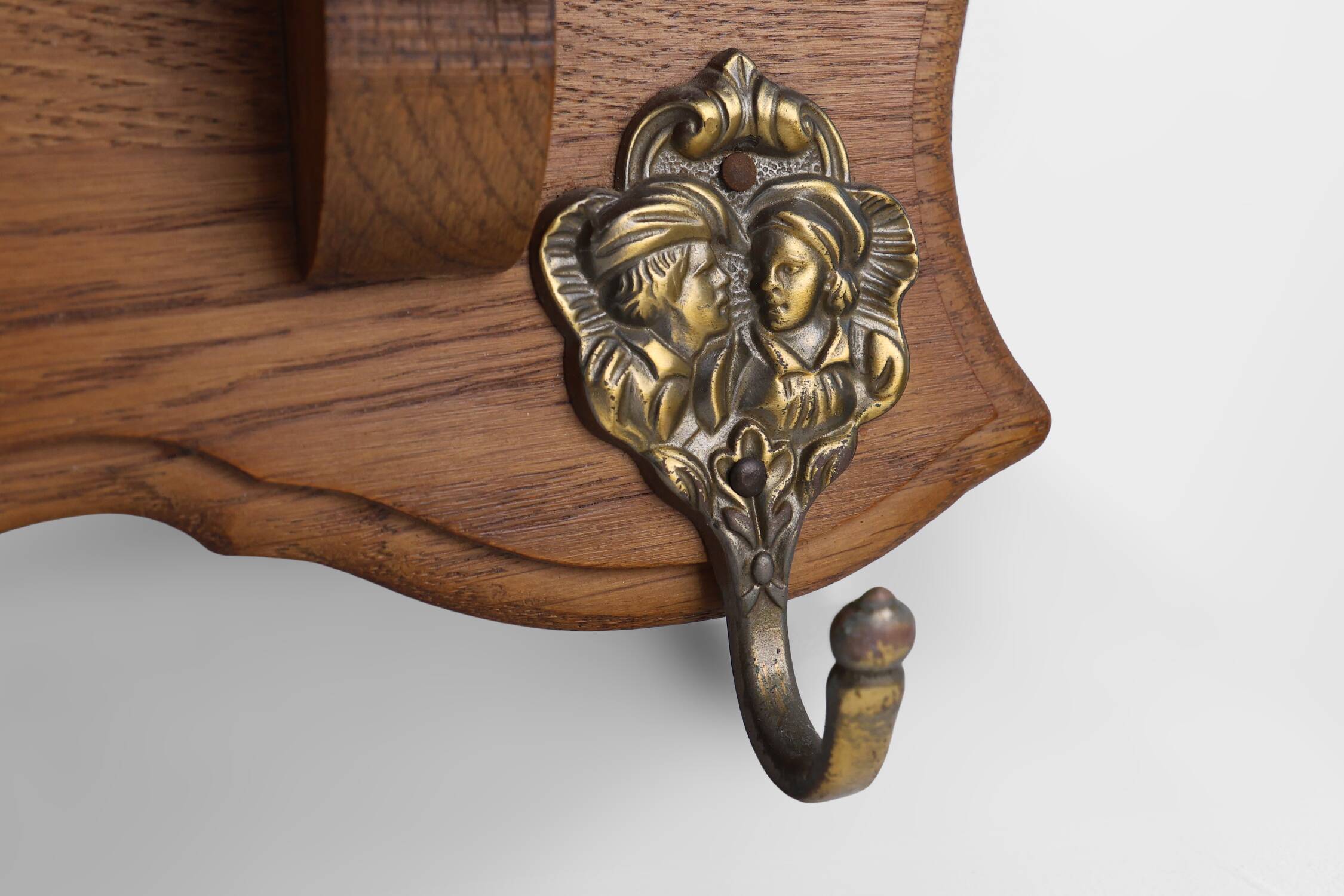 Mid-Century Belgian Oak Wall-Mounted Coat Rack in Bruegel Style