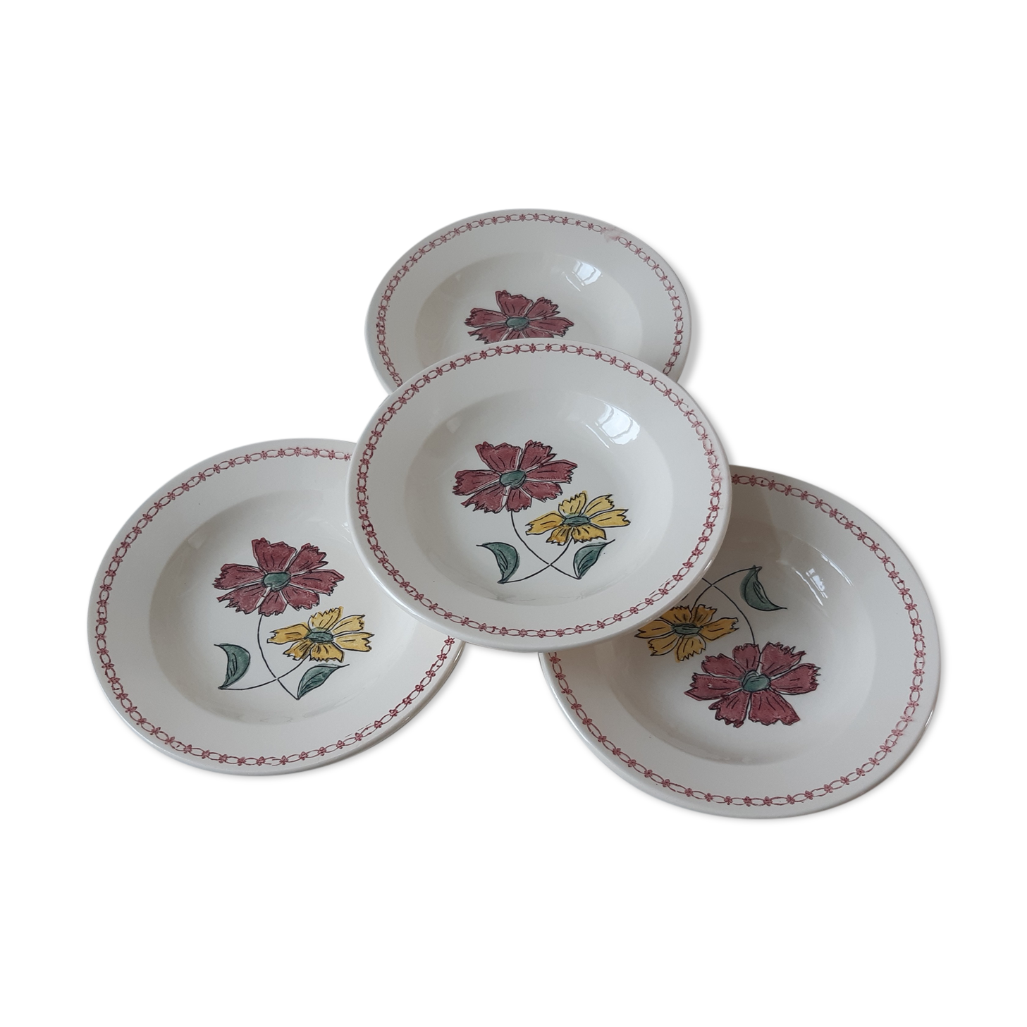 Set of 4 hollow plates Badonviller not stamped