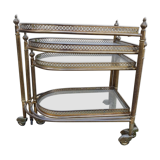 Set of nesting brass and glass serving trolleys