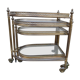 Set of nesting brass and glass serving trolleys