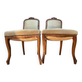 Lot 2 chaises anciennes style Louis XV, Bois massif sculpté