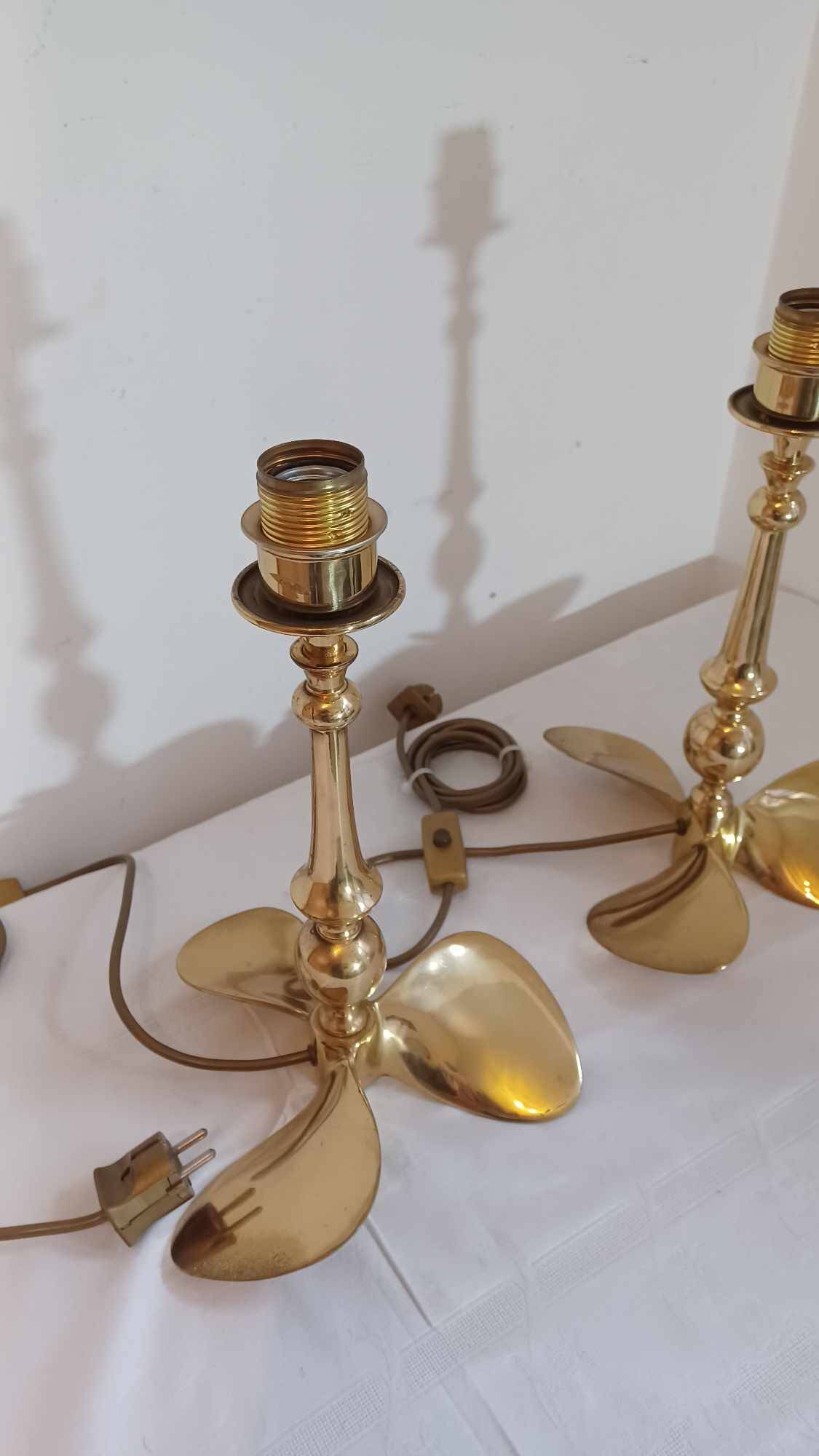 Lot de 2 lampes Hollywood Regency, années 1960/70, en laiton