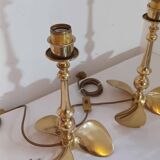 Lot de 2 lampes Hollywood Regency, années 1960/70, en laiton