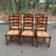 6 solid oak dining chairs with straw seats, 104cm