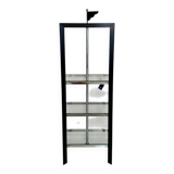 Italian Postmodern Chrome, Black Wood and Glass Shelf by Ponti Terenghi, 1980s