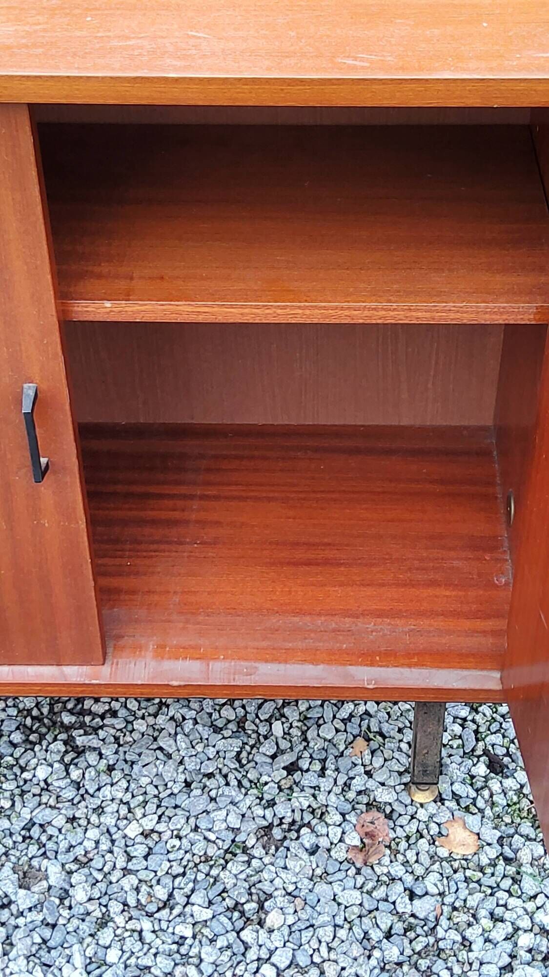 Pair of vintage mahogany sideboards with square metal legs from the 60s
