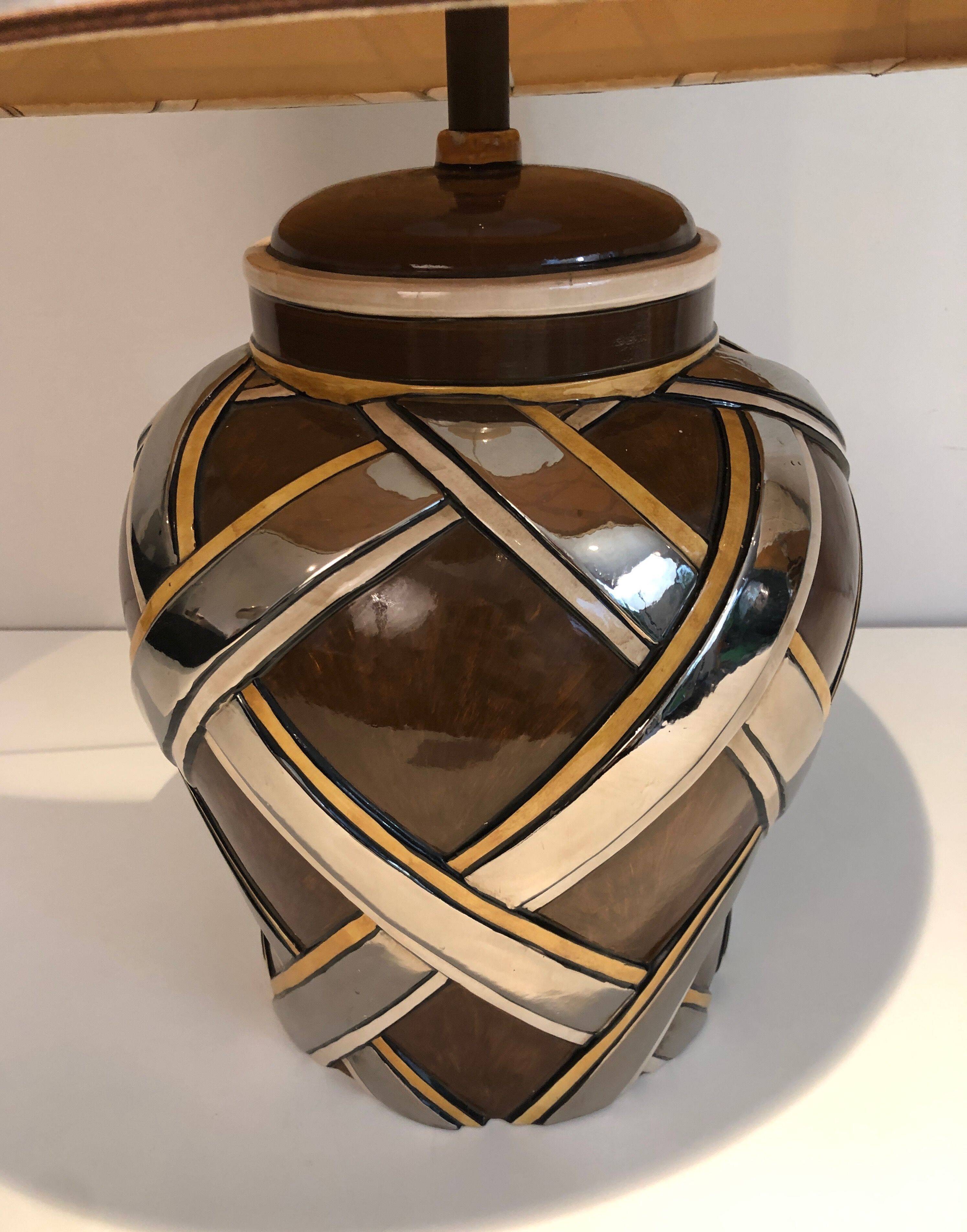 Important pair of ceramic lamps. French work.