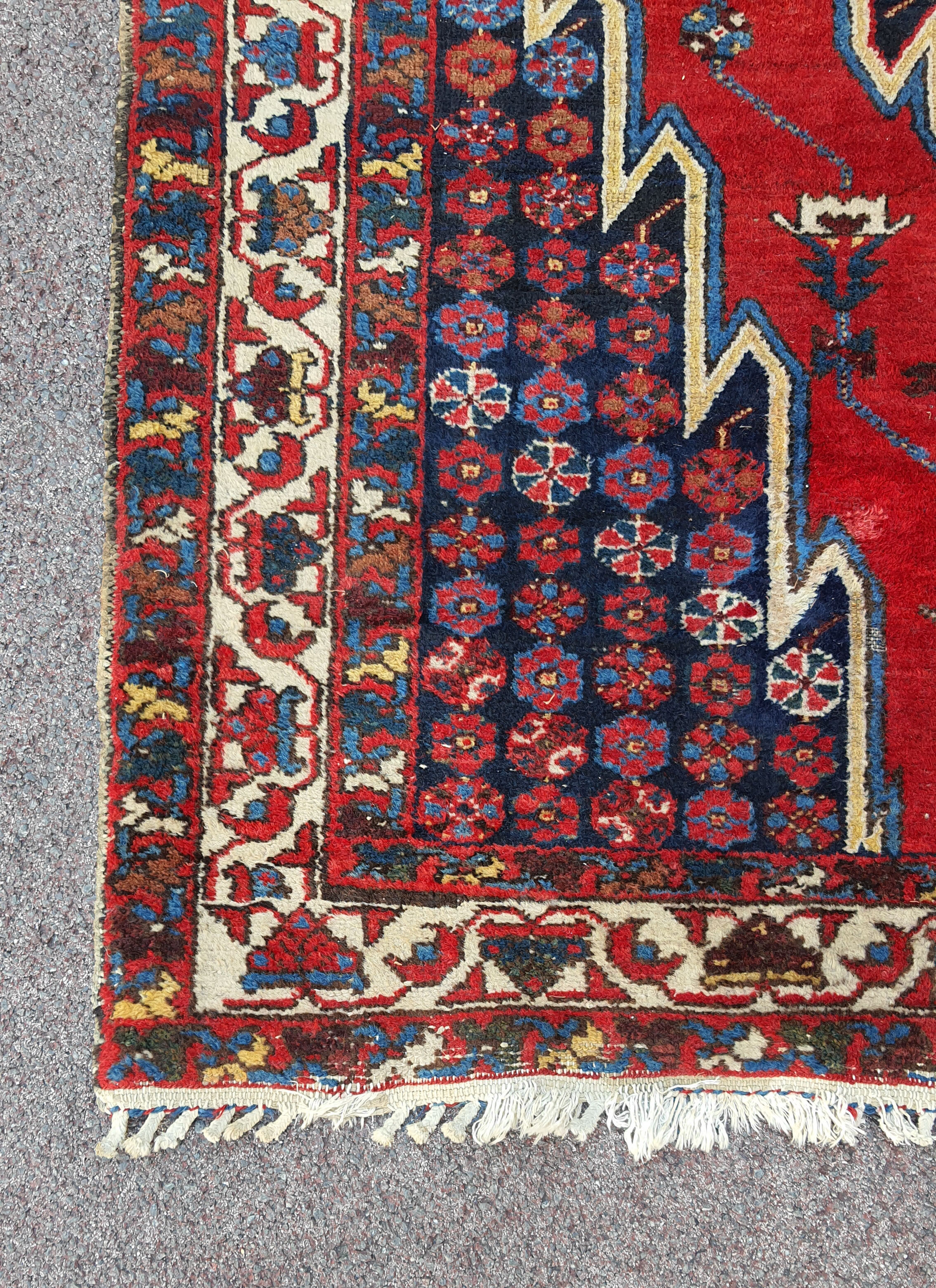 Antique handmade wool carpet, Mazlagan Iran 194 cm