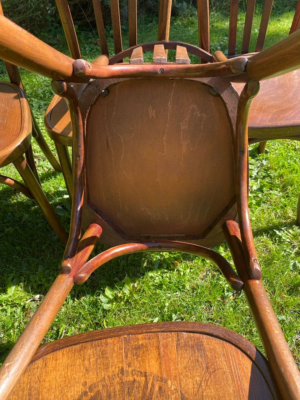 6 Fischel bistro chairs with labels, circa 1930