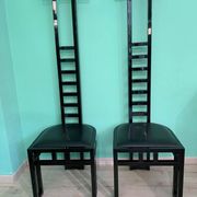 Chaises Décoratives Laquées Noires, Italie, 1970, Set de 2