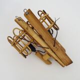 Pair of bamboo rattan lantern wall lights. 50s 60s