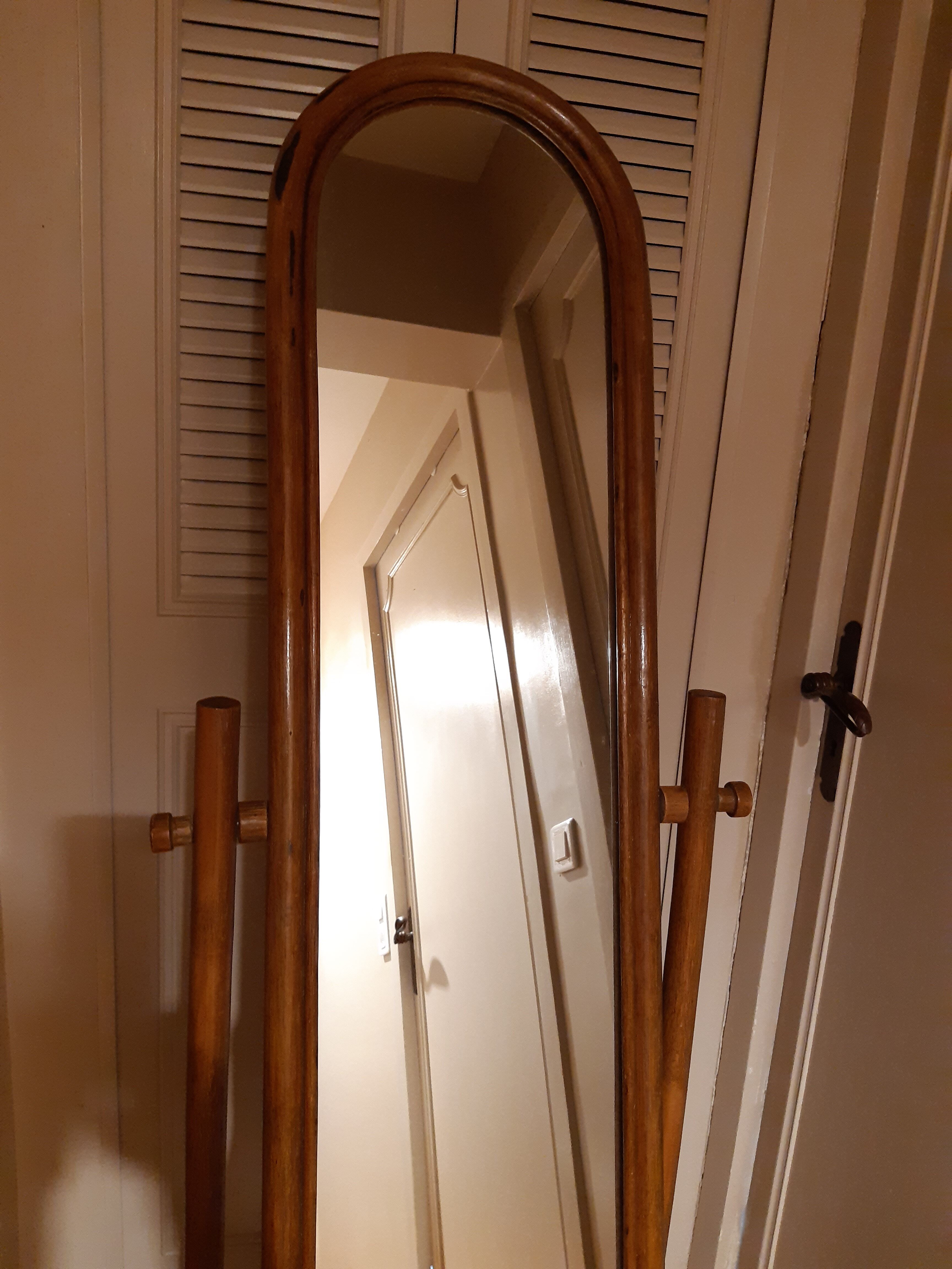 Psyche mirror in rattan 70's 124cm X 24cm