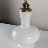 Lampe de table italienne en verre de Murano à double éclairage et laiton, années 1960